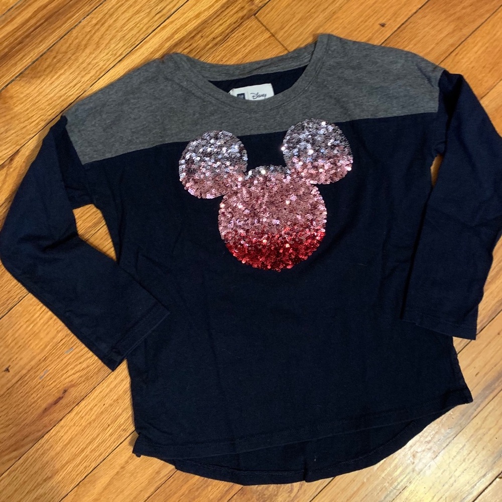 GAPxDISNEY 3/4 sleeve Mickey Sequin Tee